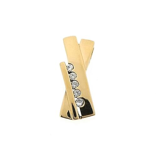 Gouden hanger met zirconia (kettinghanger, geelgoud), Sieraden, Tassen en Uiterlijk, Bedels, Gebruikt, Overige merken, Goud, Ophalen of Verzenden