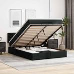 vidaXL Bed poef met matrassen en LEDs 140x200cm kunstleer, Overige materialen, Verzenden, Zwart, 140 cm
