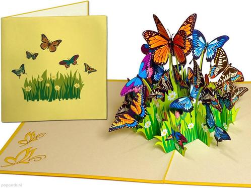Kleurrijke Vlinders pop-up kaart 3D wenskaart, Diversen, Wenskaarten, Verzenden