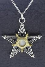 Zilveren Pentagram met zwart oog ketting hanger, Nieuw, Verzenden