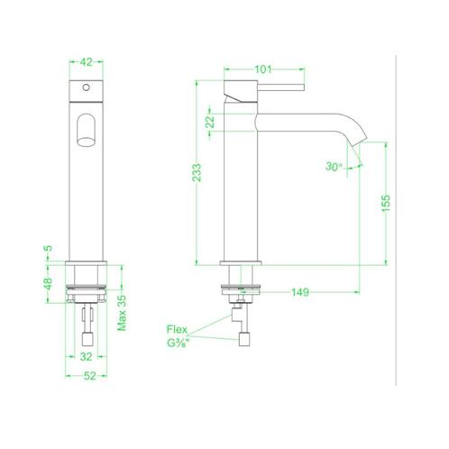 Wastafelkraan IVY Concord Model M Coldstart RVS316, Doe-het-zelf en Verbouw, Sanitair, Ophalen of Verzenden