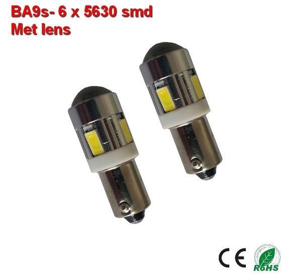 2x  ba9s led lamp met 6 x 5630smd Wit 10 tot 36Volt, Auto diversen, Auto-accessoires, Verzenden