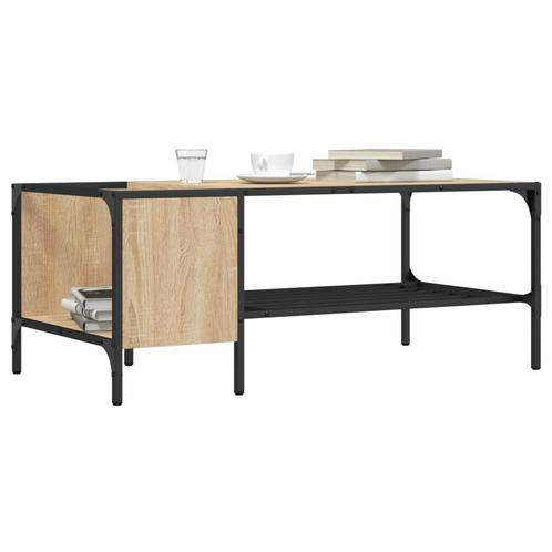 vidaXL Salontafel met rek 100x51x40 cm bewerkt hout sonoma, Huis en Inrichting, Tafels | Salontafels, 100 tot 150 cm, Nieuw, Overige houtsoorten