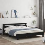 vidaXL Bedframe met hoofdbord bewerkt hout zwart 180x200 cm, Eenpersoons, Verzenden, Zwart, Nieuw