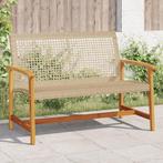 vidaXL Tuinbank 112 cm poly rattan en acaciahout beige, Tuin en Terras, Tuinsets en Loungesets, Verzenden, Nieuw, Rotan