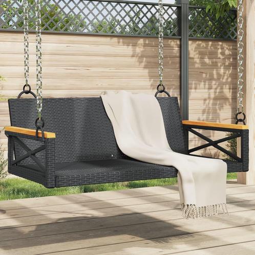 vidaXL Schommelbank 109x62x40 cm poly rattan zwart, Tuin en Terras, Tuinbanken, Nieuw, Rotan, Verzenden