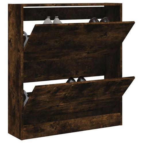 vidaXL Schoenenkast 80x21x87,5 cm bewerkt hout gerookt, Huis en Inrichting, Kasten | Schoenenrekken, Nieuw, Verzenden