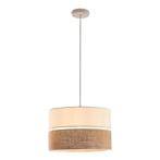 Hanglamp Barton E27 stoffen lampenkap wit en linnenlook lux., Huis en Inrichting, Lampen | Hanglampen, Verzenden, Nieuw