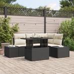 vidaXL 5-delige tuinsofa set met kussens in zwart poly riet, Verzenden, Nieuw, Rotan