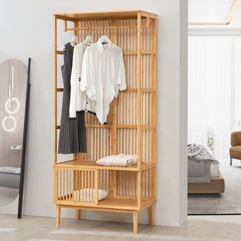 [en.casa] Halmeubel Vemb 185x80x45 cm bamboe, Huis en Inrichting, Kasten | Kledingkasten, Nieuw, Verzenden
