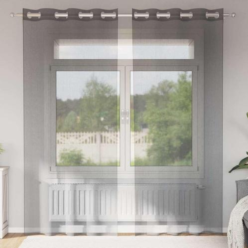 vidaXL Gordijnen voile met doorvoertules 2 st 140x245 cm, Huis en Inrichting, Stoffering | Gordijnen en Lamellen, Grijs, Nieuw