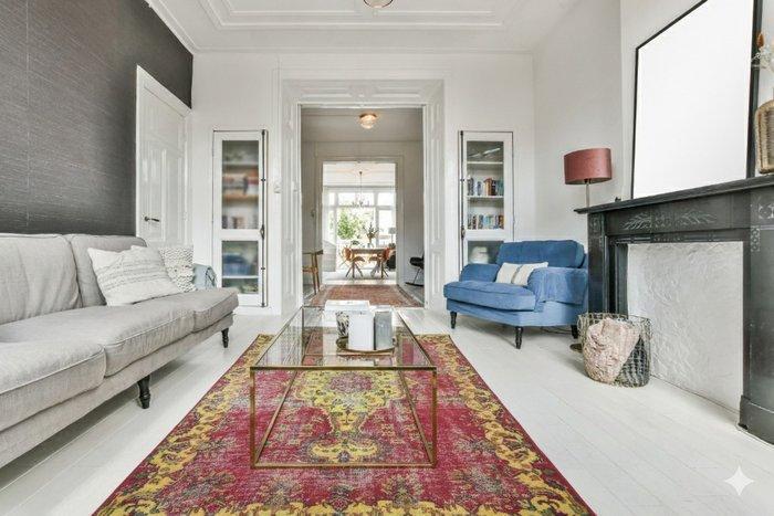 Rood geel vintage - Vloerkleed - 260 cm - 170 cm -  met de, Huis en Inrichting, Stoffering | Tapijten en Kleden