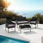 Wicker tuinset Palese voor 4 personen - zwart, Tuin en Terras, Tuinsets en Loungesets, Verzenden, Nieuw