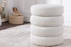 Ronde kruk VOGUE 50cm crèmewit bouclé poef met opbergruimte, Huis en Inrichting, Stoelen, Ophalen of Verzenden, Nieuw