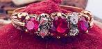Zonder Minimumprijs - Ring - 9 kt. Roségoud, Zilver Robijn -, Nieuw