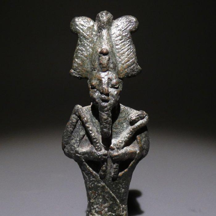 Oud-Egyptisch Brons Osiris godssculptuur. 8 cm hoog. Late, Verzamelen, Mineralen en Fossielen