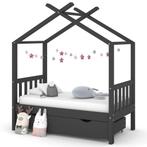vidaXL Kinderbedframe met lade grenenhout donkergrijs 70x140, Kinderen en Baby's, Kinderkamer | Bedden, Verzenden, Nieuw