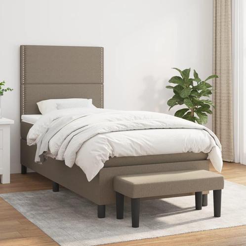 vidaXL Boxspring met matras stof taupe 90x200 cm, Huis en Inrichting, Slaapkamer | Bedden, 90 cm, 200 cm, Eenpersoons, Nieuw, Stof