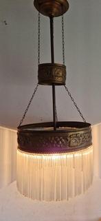 Lamp - Art Deco koperen  hanglamp met glazen kralen