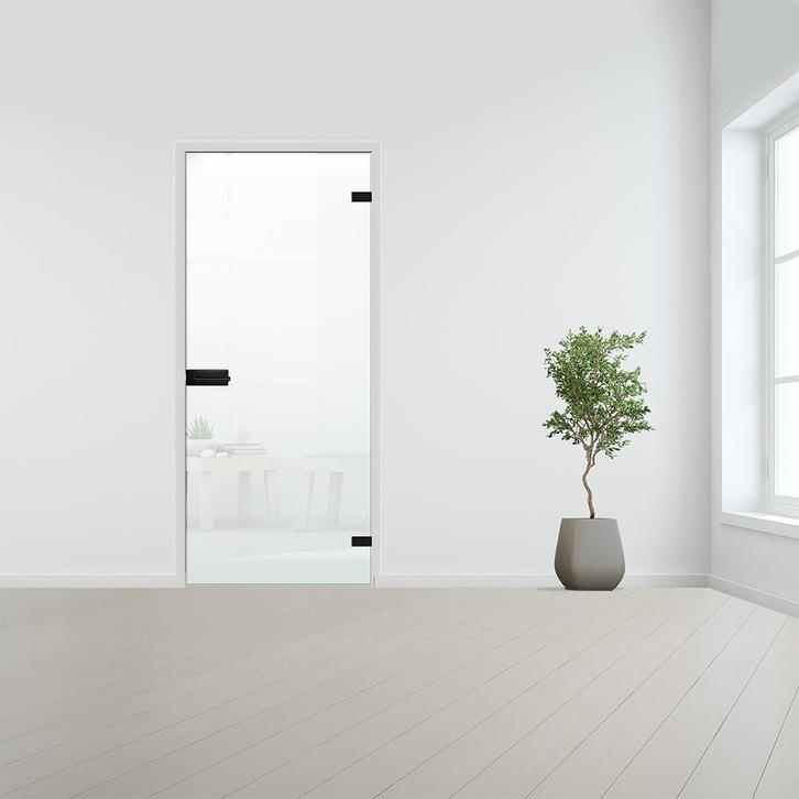 Glazen binnendeur voor stomp kozijn zwart beslag-Satijn geha, Doe-het-zelf en Verbouw, Glas en Ramen, Nieuw, Ophalen of Verzenden