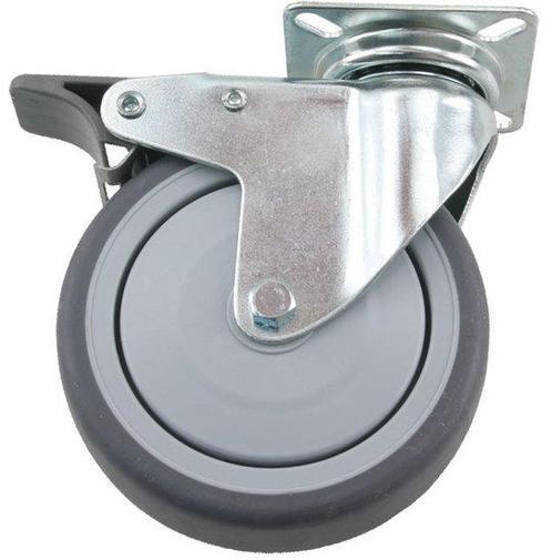 Zwenkwiel met rem en bevestigingsplaat 100 mm, Doe-het-zelf en Verbouw, Zwenkwielen, Nieuw, Ophalen of Verzenden