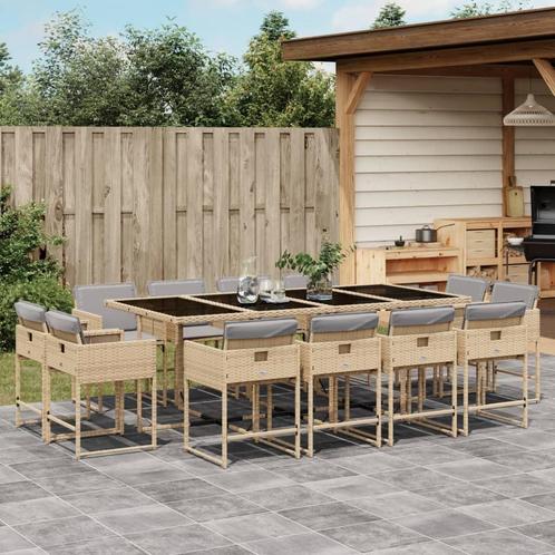 vidaXL 13-delige Tuinset met kussens poly rattan gemengd, Tuin en Terras, Tuinsets en Loungesets, Tuinset, Nieuw, 2 zitplaatsen