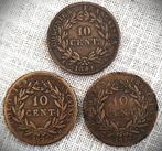 Franse koloniën. 10 Centimes 1825, 1827 et 1841 (lot de 3