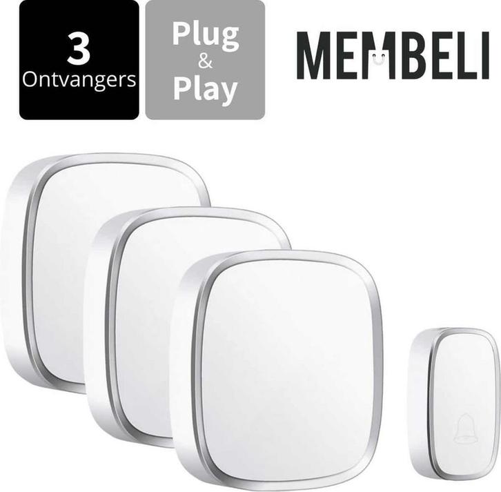 Membeli Draadloze Deurbel met 3 Ontvangers IP44 Waterdicht -, Doe-het-zelf en Verbouw, Gereedschap | Handgereedschap, Nieuw, Ophalen of Verzenden