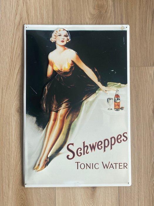 Schweppes « Tonic Water » - Plaque - Metaal, Antiek en Kunst, Antiek | Wandborden en Tegels
