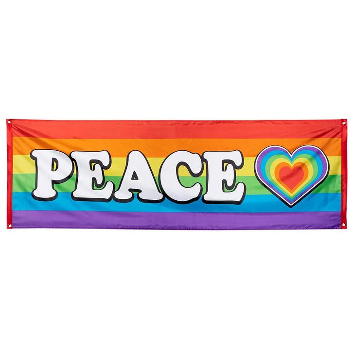 Regenboog Banner Peace 2,2m, Hobby en Vrije tijd, Feestartikelen, Nieuw, Verzenden