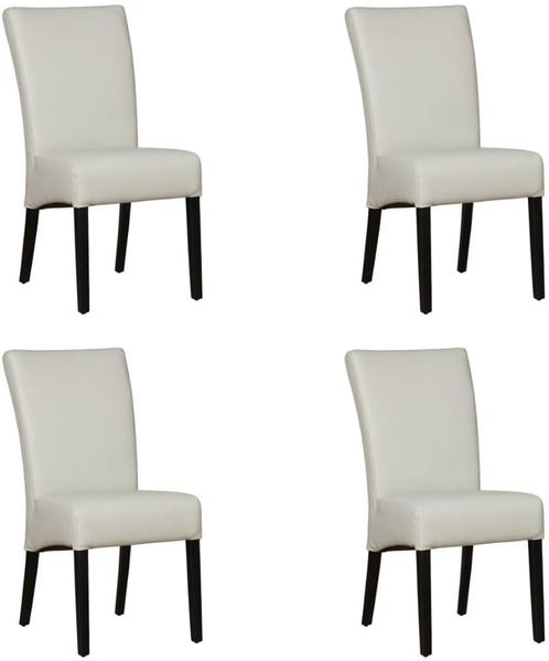 Set van 4 Lichtgrijze leren landelijke eetkamerstoelen - Tol, Huis en Inrichting, Stoelen, Vier, Overige kleuren, Nieuw, Leer