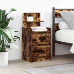vidaXL Nachtkastje met 2 lades 38x34x80 cm gerookt, Verzenden, Nieuw, Hout