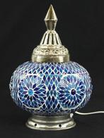 Tafellamp in Oosters blauw wit mozaiek - Tafellamp - Glas
