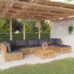 vidaXL 8-delige Loungeset met kussens massief teakhout, Verzenden, Teakhout, Nieuw, Loungeset
