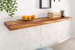 Stevige wandplank MAMMUT 80cm Sheesham plank met boomrand -, Ophalen of Verzenden, Nieuw