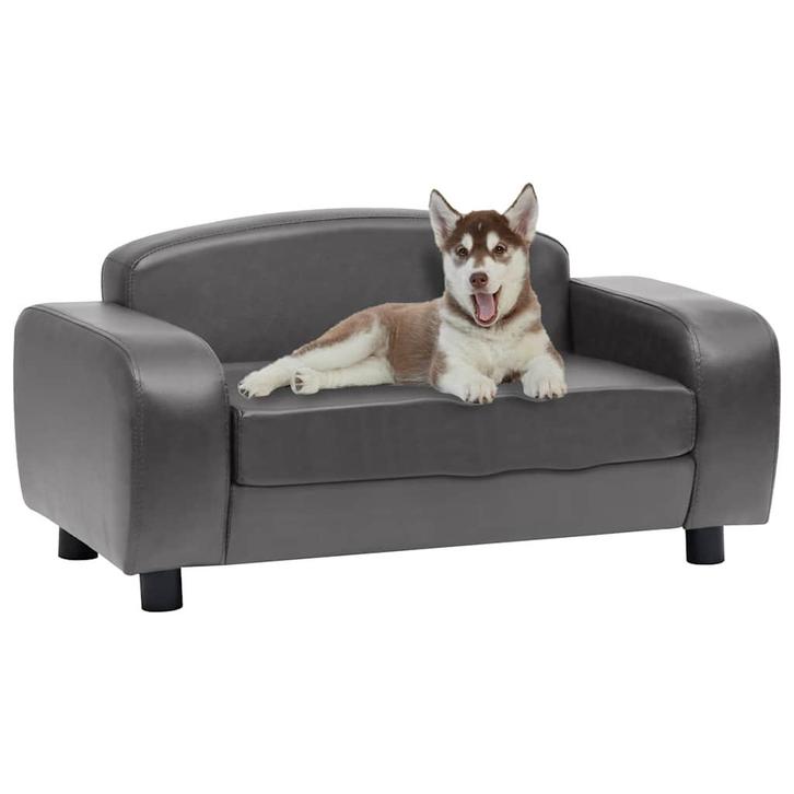 vidaXL Hondenbank 80x50x40 cm kunstleer grijs, Dieren en Toebehoren, Honden-accessoires, Nieuw, Verzenden