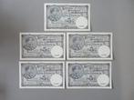 België. - 5 x 5 francs 1938 - Pick 108a - consecutive