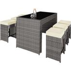 Wicker barset Ibiza 6+1 met beschermhoes - grijs