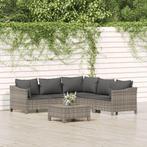 vidaXL 6-delige Loungeset met kussens poly rattan grijs, Tuin en Terras, Tuinsets en Loungesets, 6 zitplaatsen, Nieuw, Loungeset