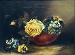 Montreal B Auerbach (XIX) - Yellow Roses With Pansies, Antiek en Kunst