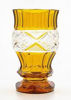Art Deco - Vienna Faceted Amber Crystal Glass Vase 1920 -, Antiek en Kunst, Antiek | Glas en Kristal