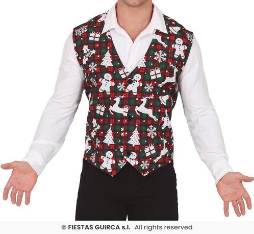 Kerstmis Gilet Rood/Groen Squares, Kleding | Heren, Carnavalskleding en Feestkleding, Nieuw, Ophalen of Verzenden