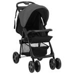 vidaXL Kinderwagen 2-in-1 staal donkergrijs en zwart, Kinderen en Baby's, Kinderwagens en Combinaties, Verzenden, Nieuw