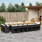 vidaXL 17-delige Tuinset met kussens poly rattan zwart, 6 zitplaatsen, Nieuw, Tuinset, Verzenden