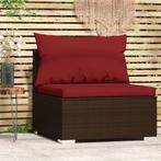 vidaXL Tuinmiddenbank met kussens poly rattan bruin, Verzenden, Nieuw, Rotan