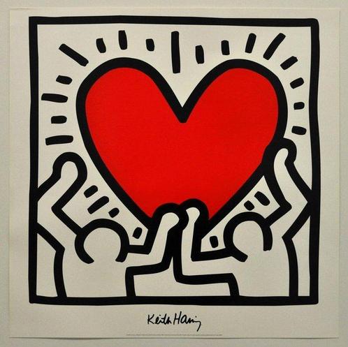 Keith Haring (after) - UNTITLED - HEART - Original vintage, Antiek en Kunst, Kunst | Tekeningen en Foto's