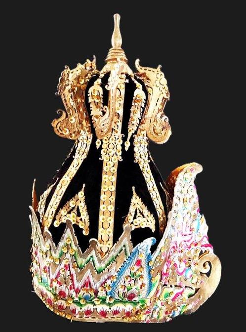 Makuta’ of Topong-hoed - Leder - Indonesië - 20e eeuw, Antiek en Kunst, Kunst | Niet-Westerse kunst