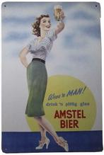 Wees een man Amstel bier reclamebord, Verzamelen, Nieuw, Verzenden