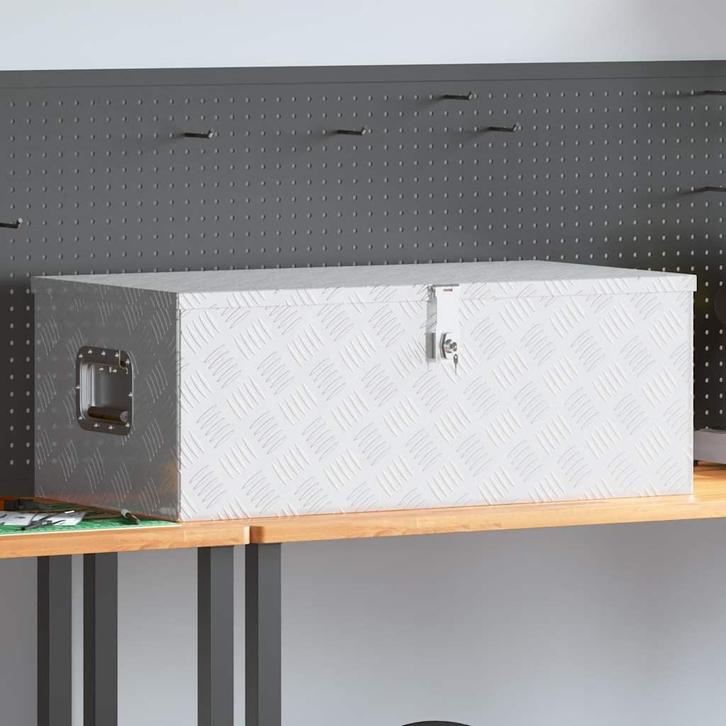 vidaXL Opbergbox 90x47x33,5 cm aluminium zilverkleurig, Doe-het-zelf en Verbouw, Gereedschapskisten, Nieuw, Verzenden