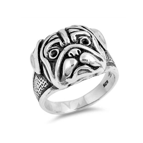 Zilveren Bull Dog ring, Sieraden, Tassen en Uiterlijk, Ringen, Nieuw, Verzenden